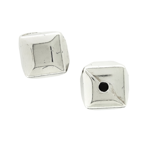 METAL PLATED PLASTIC / CCB BEADS - CUBE FACETED 01 - 10x10mm NICKEL - PACKAGE 500g Hole-2.0mm (572pcs.)