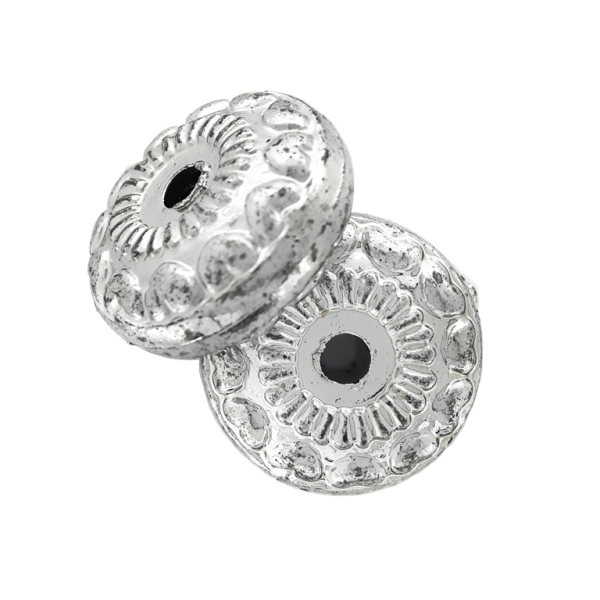 METAL PLATED PLASTIC / CCB BEADS - BALL FLAT HEARTS - 8x18mm NICKEL - PACKAGE 500g Hole-3.0mm (307pcs.)