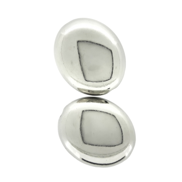 METAL PLATED PLASTIC / CCB BEADS - PLATE OVAL 01 - 24x20x11mm NICKEL - PACKAGE 500g Hole-2.0mm (171pcs.)