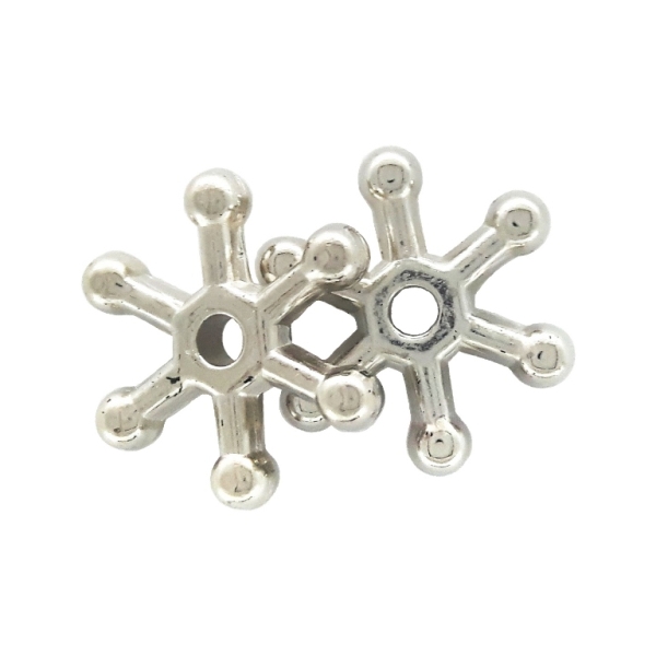 METAL PLATED PLASTIC / CCB BEADS - SNOWFLAKE 01 - 3x12mm NICKEL - 50g Hole-1.8mm (442pcs.)