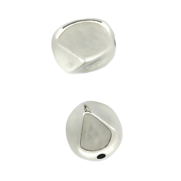 METAL PLATED PLASTIC / CCB BEADS - POLYGONAL IRREGULAR 01 - 12x11x11mm NICKEL - PACKAGE 500g Hole-1.5mm (804pcs.)