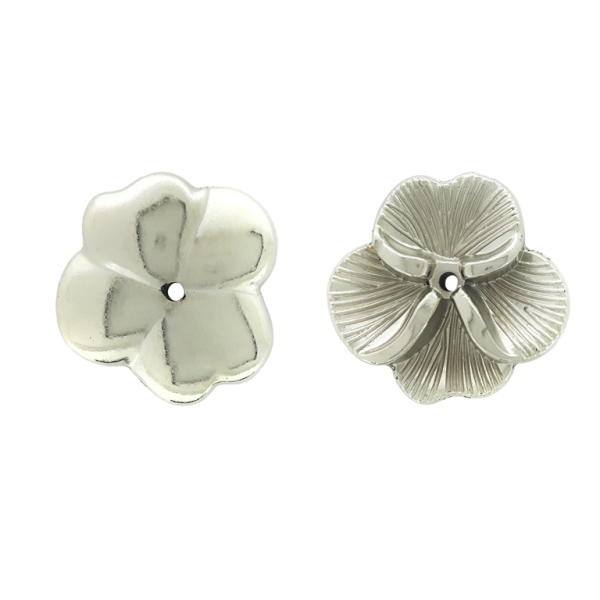 METAL PLATED PLASTIC / CCB BEADS - FLOWERS RELIEF 01 - 6x21x22mm NICKEL - 50g Hole-1.5mm (45pcs.)