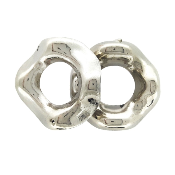 METAL PLATED PLASTIC / CCB BEADS - RING WAVE - 16x6mm NICKEL - PACKAGE 500g Hole-8.0mm (992pcs.)