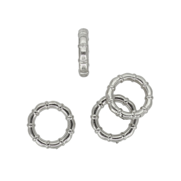 METAL PLATED PLASTIC / CCB BEADS - RING RELIEF 01 - 15x3mm NICKEL - PACKAGE 250g Hole-10.0mm (920pcs.)