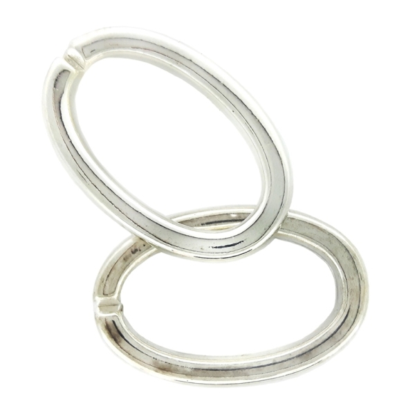 METAL PLATED PLASTIC / CCB BEADS - RING OVAL WITH SLOT - 26x17x3.5mm NICKEL - 50g Hole-20x11mm (91pcs.)