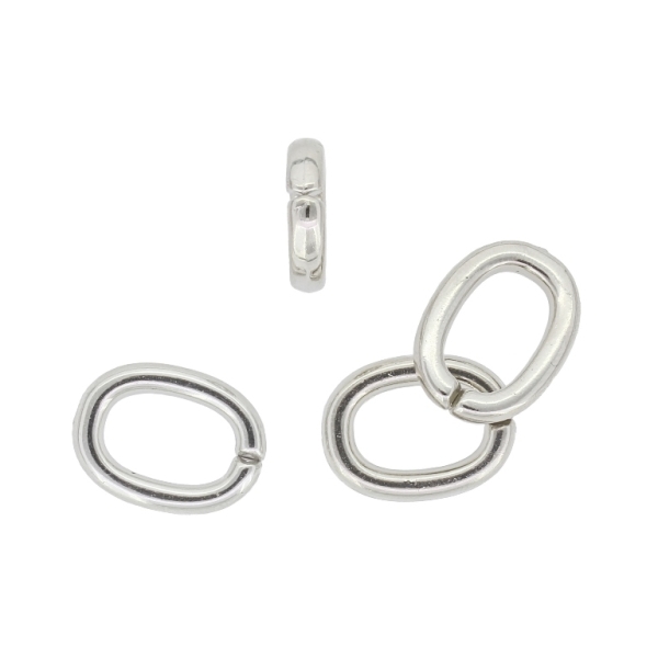 METAL PLATED PLASTIC / CCB BEADS - RING OVAL WITH SLOT - 17x13x3.5mm NICKEL - 50g Hole-11x7mm (152pcs.)