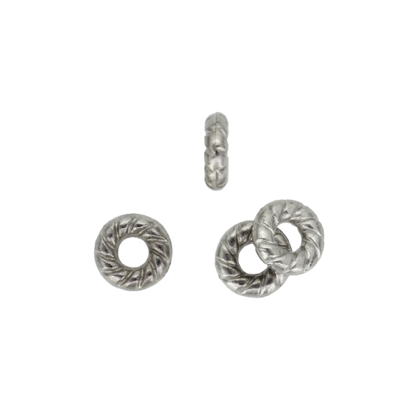 METAL PLATED PLASTIC / CCB BEADS - RING RELIEF 02 - 11x3mm NICKEL - PACKAGE 500g Hole-4.0mm (2375pcs.)