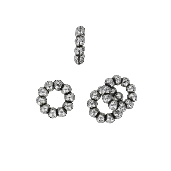 METAL PLATED PLASTIC / CCB BEADS - RING BALLS - 15x4mm NICKEL (DARK) - PACKAGE 500g Hole-8.0mm (1315pcs.)