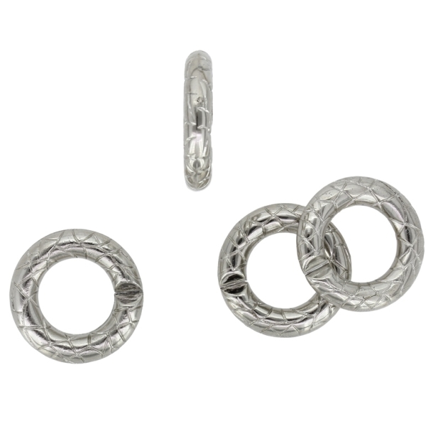 METAL PLATED PLASTIC / CCB BEADS - RING RELIEF WITH SLOT - 24x5mm NICKEL - 50g Hole-13.5mm (40pcs.)