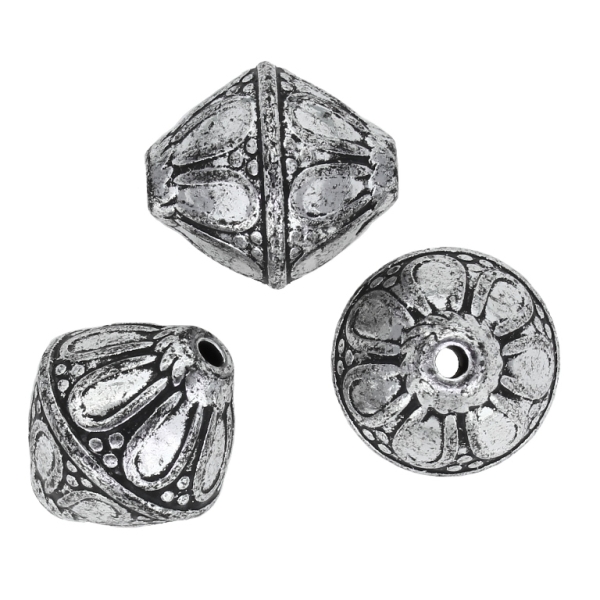 METAL PLATED PLASTIC / CCB BEADS - BICONES RELIEF 01 - 21x19mm NICKEL (DARK) - 50g Hole-2.8mm (17pcs.)