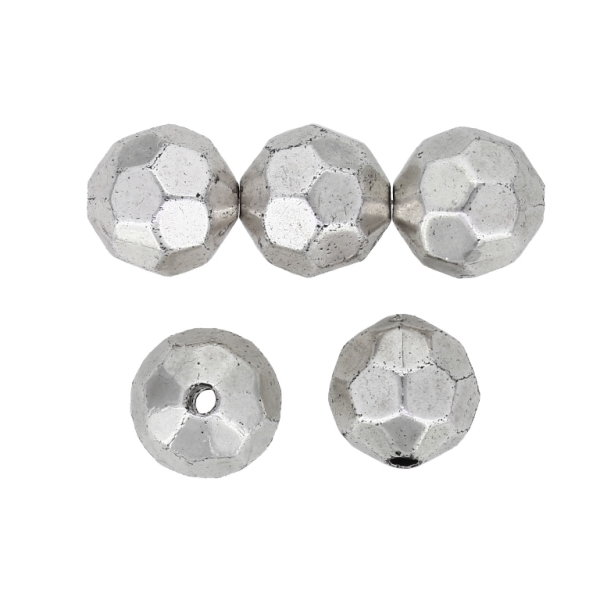 METAL PLATED PLASTIC / CCB BEADS - FOOTBALL 02 - 14mm SILVER - 50g Hole-2.5mm (35pcs.)