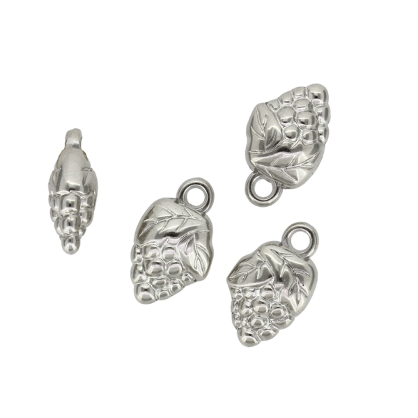 METAL PLATED PLASTIC / CCB PENDANTS - BERRIES - 14x22x8mm NICKEL - 50g Hole-3.0mm (54pcs.)