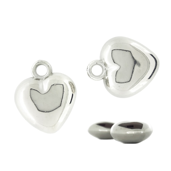 METAL PLATED PLASTIC / CCB PENDANTS - HEART 01 - 19x23x10mm NICKEL - PACKAGE 500g Hole-3.5mm (245pcs.)