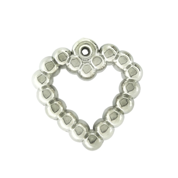 METAL PLATED PLASTIC / CCB PENDANTS - HEART CONTOUR FROM BALLS - 23x23x4.5mm NICKEL - 50g Hole-1.5mm (53pcs.)