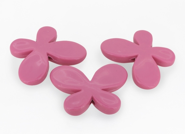 OPAQUE PLASTIC BEADS - BUTTERFLY 01 SMOOTH - 33х46х8mm PINK (DARK) ВА06 - 50g Hole-3.5mm (6pcs.)