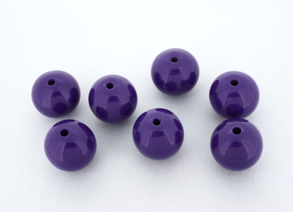 OPAQUE PLASTIC BEADS - BALL - 18mm PURPLE (DARK) ВА31 - 50g Hole-2.8mm (15pcs.)