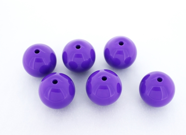 OPAQUE PLASTIC BEADS - BALL - 20mm PURPLE (DARK) ВА30 - 50g Hole-2.8mm (11pcs.)