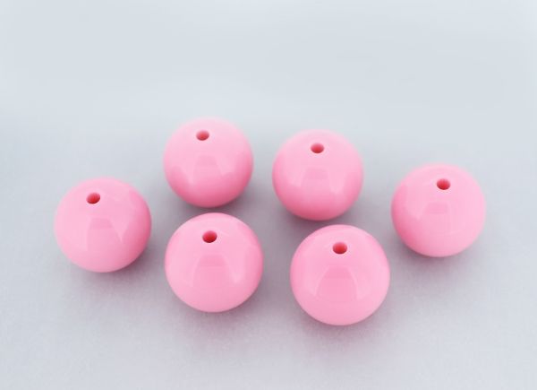 OPAQUE PLASTIC BEADS - BALL - 20mm PINK (LIGHT) ВА05 - PACKAGE 500g Hole-2.8mm (110pcs.)