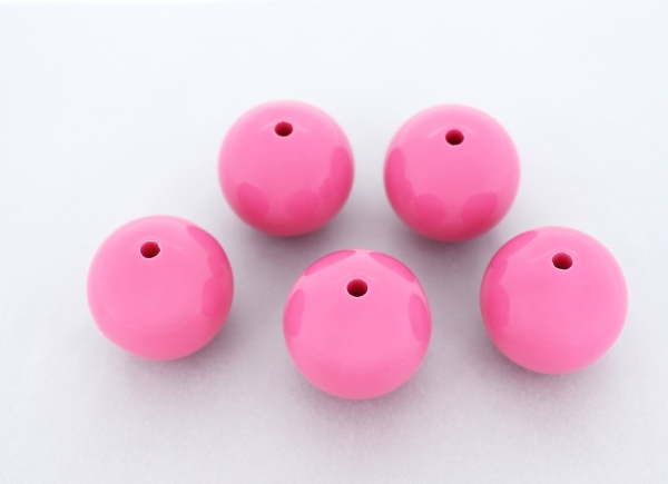 OPAQUE PLASTIC BEADS - BALL - 22mm PINK (DARK) ВА06 - 50g Hole-2.8mm (8pcs.)