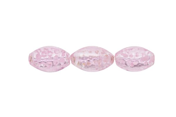 GLASS BEADS - MURANO STYLE - ELLIPSE WITH SILVER FILLING 02 - 24х16mm PINK (LIGHT) - 12pcs. Hole:1.5mm