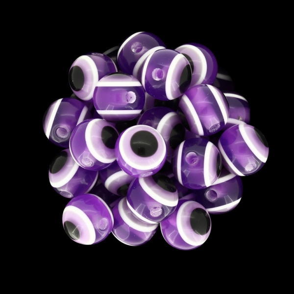 ПЛАСТМАСОВИ МЪНИСТА - РЕЗИН - ТОПЧЕ ОКО - 12мм ЛИЛАВО - 25 бр. Отвор-2.5мм