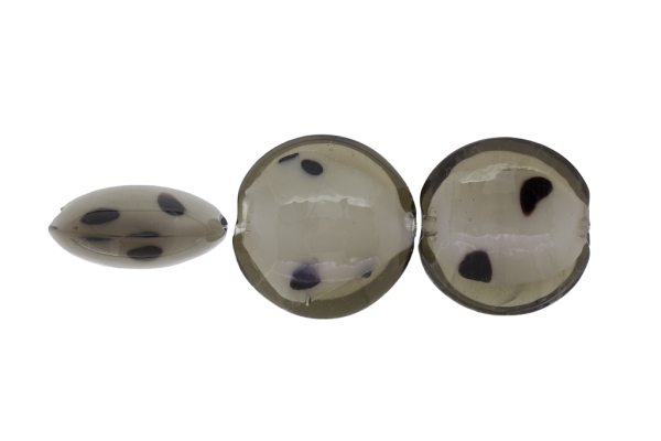 GLASS BEADS - MURANO STYLE - BONIBON WITH WHITE FILLING - 29х13mm GRAY WITH BROWN - 10pcs. Hole:1.5mm