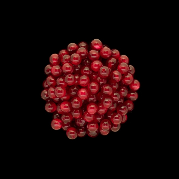 RESIN PLASTIC BEADS - CAT'S EYE - BALL - 6mm RED - 50pcs. Hole-1.5mm