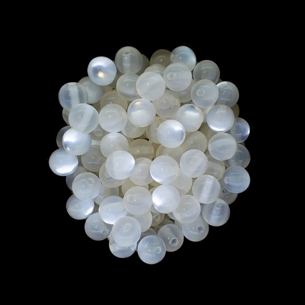 RESIN PLASTIC BEADS - CAT'S EYE - BALL - 8mm WHITE - 50pcs. Hole-1.5mm