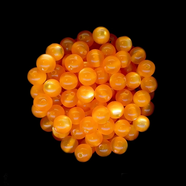 RESIN PLASTIC BEADS - CAT'S EYE - BALL - 8mm ORANGE - 50pcs. Hole-1.5mm