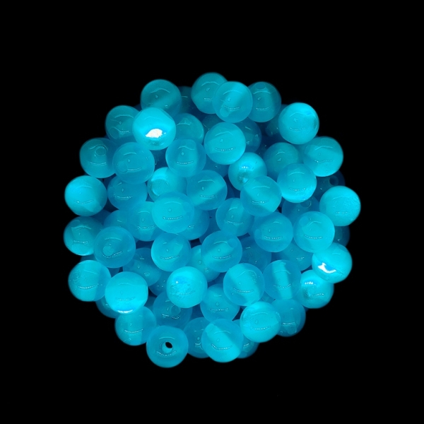 RESIN PLASTIC BEADS - CAT'S EYE - BALL - 8mm BLUE (LIGHT) - 50pcs. Hole-1.5mm