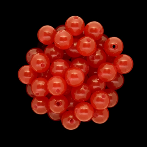 RESIN PLASTIC BEADS - CAT'S EYE - BALL - 10mm CORAL RED - 25pcs. Hole-2.0mm