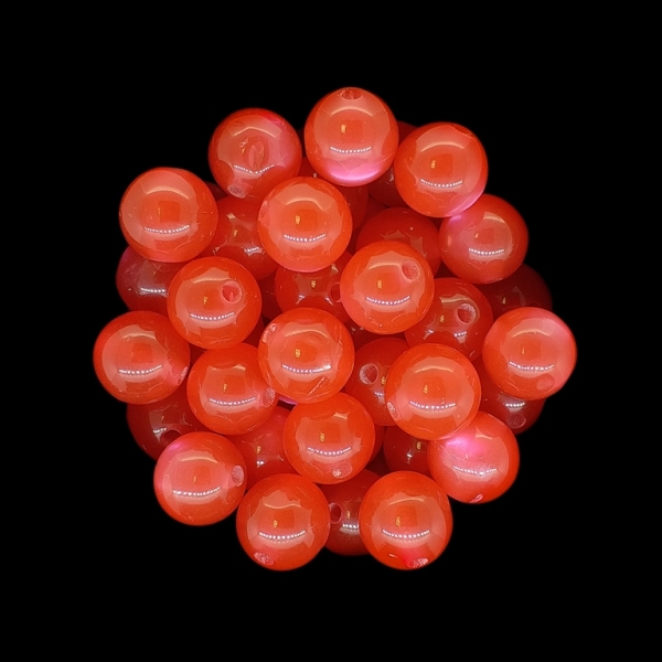 RESIN PLASTIC BEADS - CAT'S EYE - BALL - 10mm CORAL RED (LIGHT) - 25pcs. Hole-2.0mm