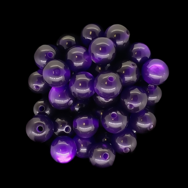 RESIN PLASTIC BEADS - CAT'S EYE - BALL - 10mm PURPLE (DARK) 02 - 25pcs. Hole-2.0mm