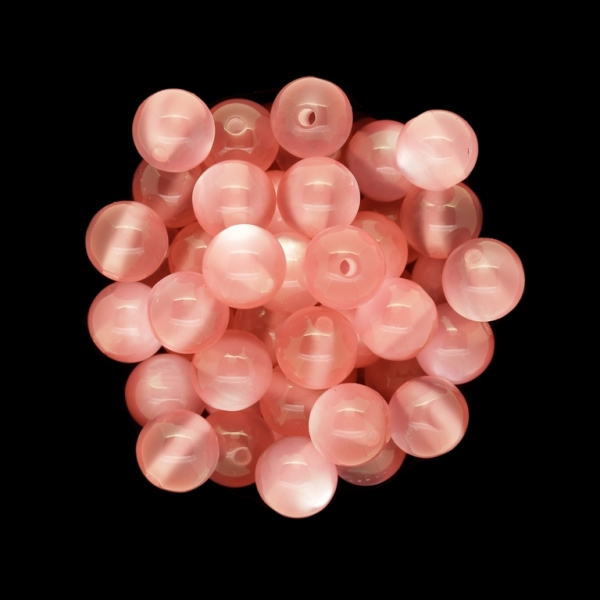 RESIN PLASTIC BEADS - CAT'S EYE - BALL - 10mm PEACH - 25pcs. Hole-2.0mm