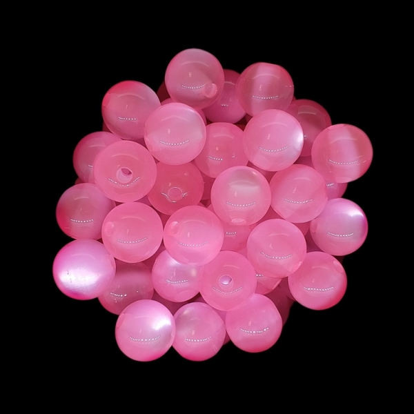 RESIN PLASTIC BEADS - CAT'S EYE - BALL - 10mm PINK - 25pcs. Hole-2.0mm