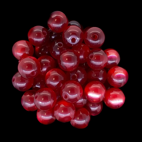 RESIN PLASTIC BEADS - CAT'S EYE - BALL - 10mm RED - 25pcs. Hole-2.0mm