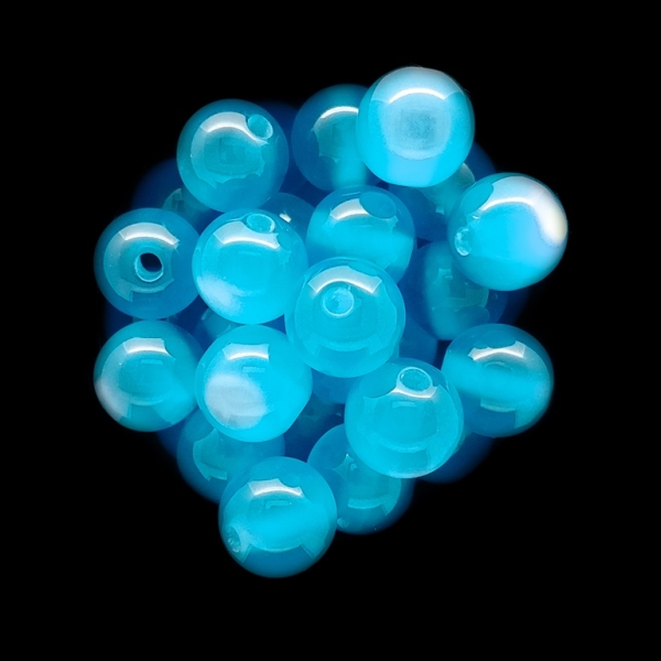 RESIN PLASTIC BEADS - CAT'S EYE - BALL - 12mm BLUE (LIGHT) - 25pcs. Hole-2.5mm