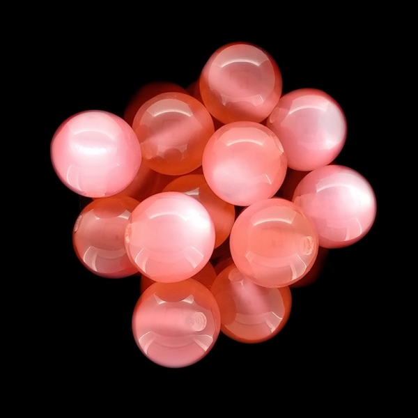 RESIN PLASTIC BEADS - CAT'S EYE - BALL - 14mm PEACH - 10pcs. Hole-2.5mm