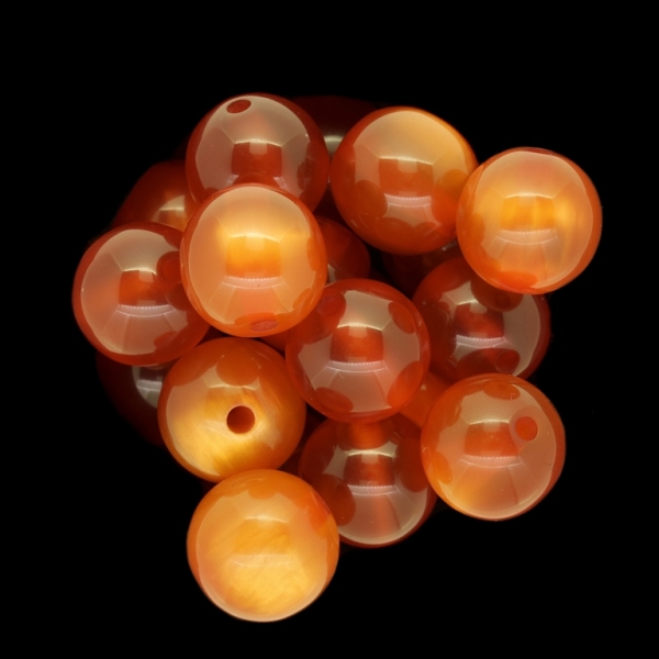 RESIN PLASTIC BEADS - CAT'S EYE - BALL - 16mm BROWN (LIGHT) - 5pcs. Hole-3.0mm