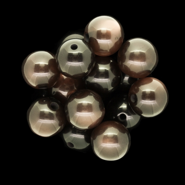 RESIN PLASTIC BEADS - CAT'S EYE - BALL - 16mm BROWN (DARK) - 5pcs. Hole-3.0mm