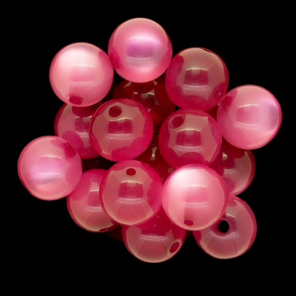 RESIN PLASTIC BEADS - CAT'S EYE - BALL - 16mm CYCLAMEN - 5pcs. Hole-3.0mm