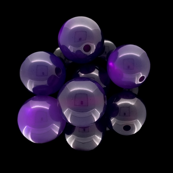 RESIN PLASTIC BEADS - CAT'S EYE - BALL - 18mm PURPLE (DARK) 02 - 5pcs. Hole-2.5mm