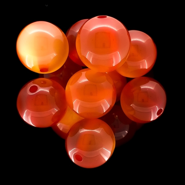 RESIN PLASTIC BEADS - CAT'S EYE - BALL - 18mm ORANGE (DARK) - 5pcs. Hole-2.5mm