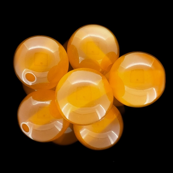 RESIN PLASTIC BEADS - CAT'S EYE - BALL - 20mm ORANGE (LIGHT) - 5pcs. Hole-3.0mm