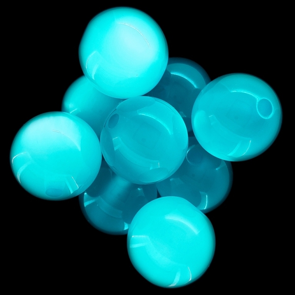 RESIN PLASTIC BEADS - CAT'S EYE - BALL - 20mm BLUE SKY - PACKAGE 100pcs. Hole-3.0mm