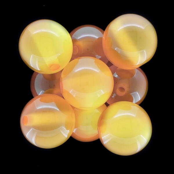 RESIN PLASTIC BEADS - CAT'S EYE - BALL - 20mm CHAMPAGNE - PACKAGE 100pcs. Hole-3.0mm