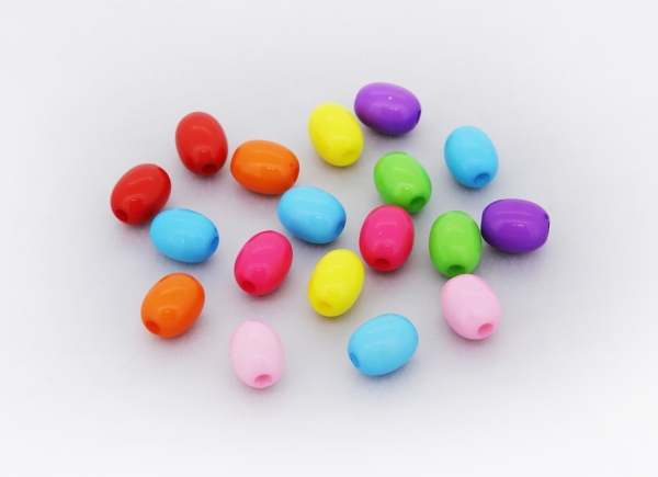 OPAQUE PLASTIC BEADS - OVAL - 8x6.5mm MIX - 50g Hole-2.0mm (210pcs.)