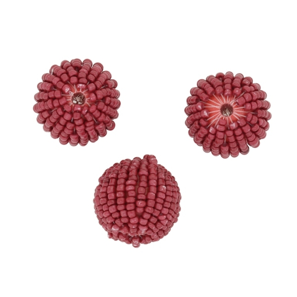 GLASS BEADS - SEED BEADED BALL 2mm - 23x24mm - SOLID - BORDEAUX - PACKAGE 50pcs. Hole-3.8mm