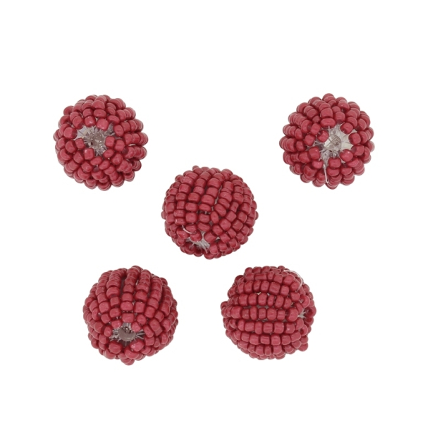 GLASS BEADS - SEED BEADED BALL 2mm - 17x18mm - SOLID - BORDEAUX - PACKAGE 100pcs. Hole-3.5mm