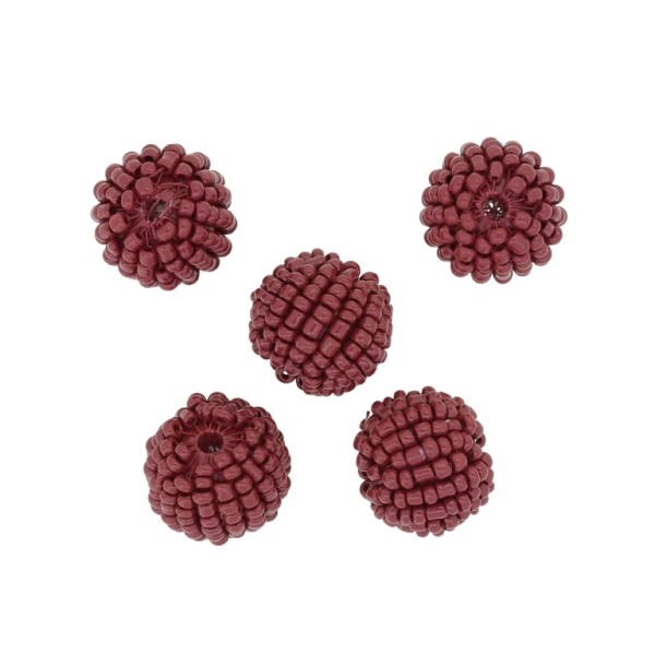 GLASS BEADS - SEED BEADED BALL 2mm - 17x18mm - SOLID - BORDEAUX (DARK) - PACKAGE 100pcs. Hole-3.5mm